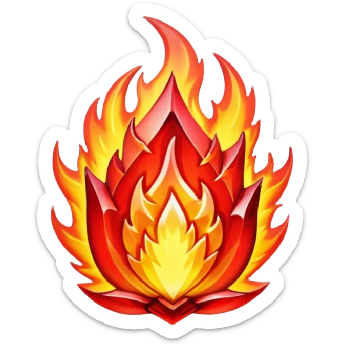 Red flaming crystal with a $ carved into the center of the crystal. sticker