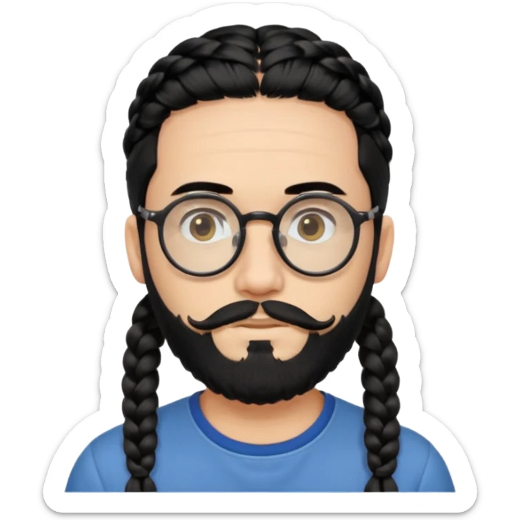 Stereotypical jew with black tippah round glasses and 2 braids on the side with black beard sticker