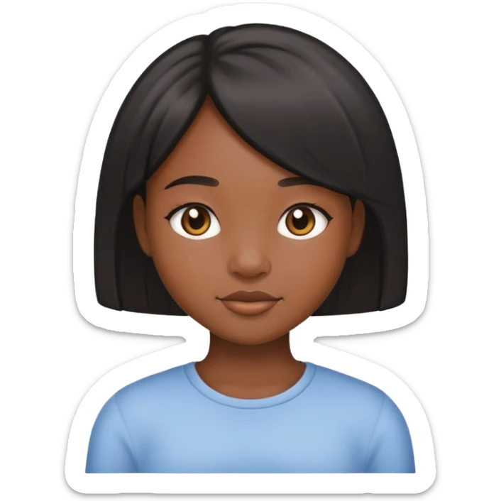 Black girl with fair skin, round face, and straight hair sticker