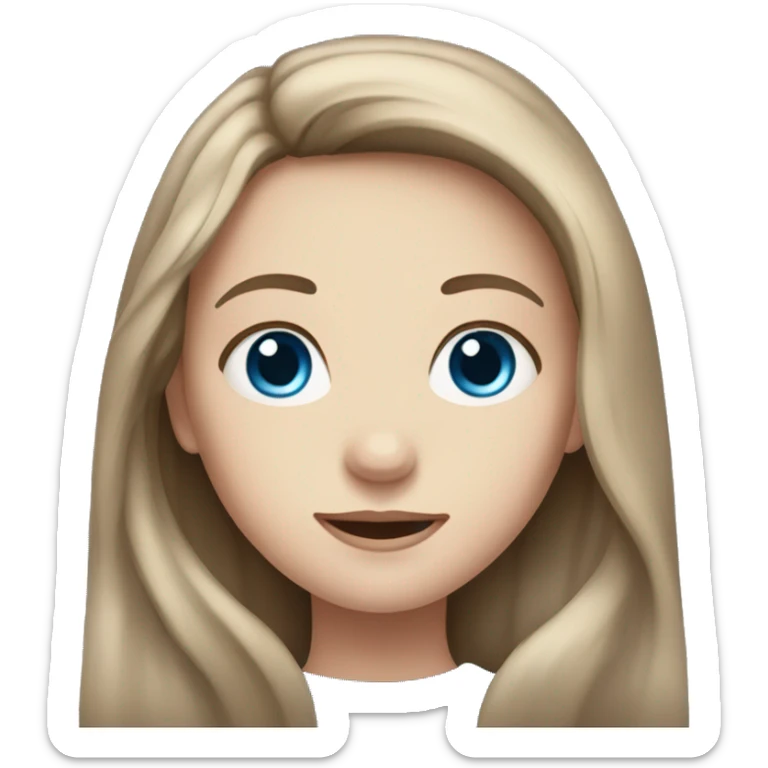 Girl with long brown hair blue eyes pale skin sticker