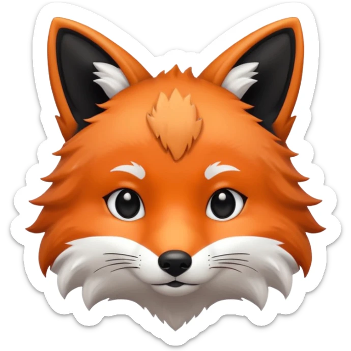 une tête de renard trop kawaii avec des poils noirs à la place des poils blancs sticker