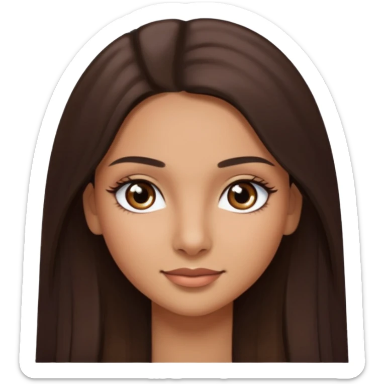 latina girl with straight long brown hair, dark dark brown eyes and lashes no bangs sticker