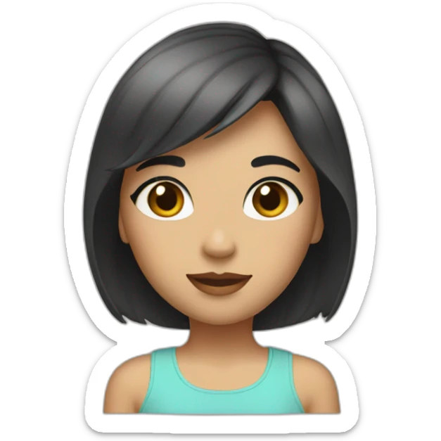Whait girl with blach short hair and brown eyes  sticker