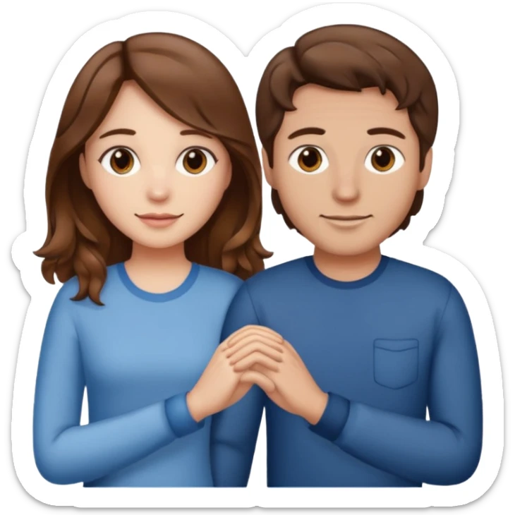 A girl with brown hair and a man with a middle wavy part holding hands sticker