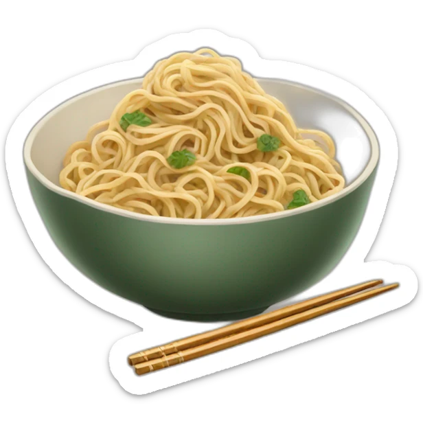 bowl of sesame and garlic noodles with chopsticks sticker