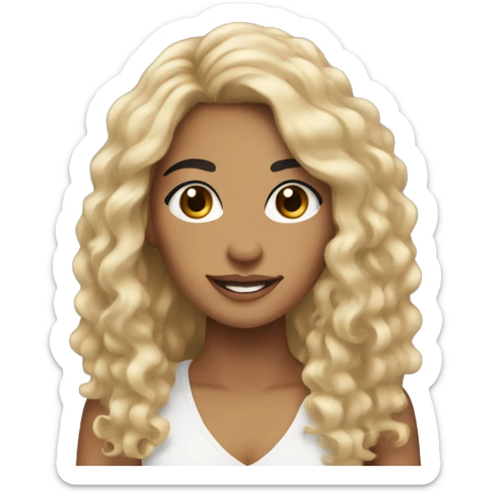 Head, Tan skin woman, thick long curly black hair , black eyes, soft smile sticker