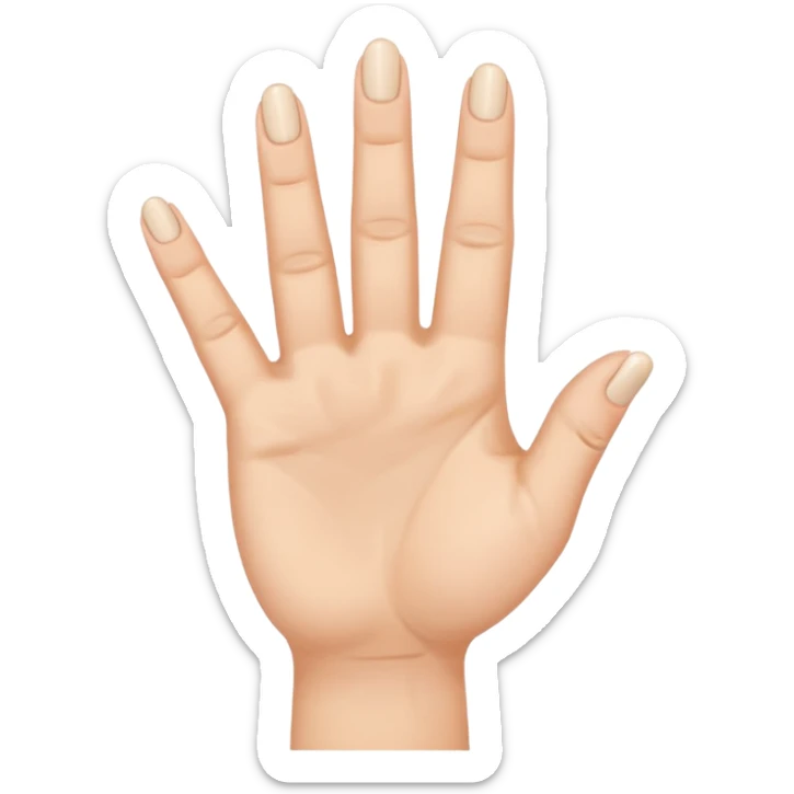 Keyboard background of cartoon woman's hand flicking me off, but has 3 middle fingers and the front of the fingers are facing me and the nail of the finger is located at the top and the knuckle joints. Other 3 fingers and thumb are folded down into fist sticker