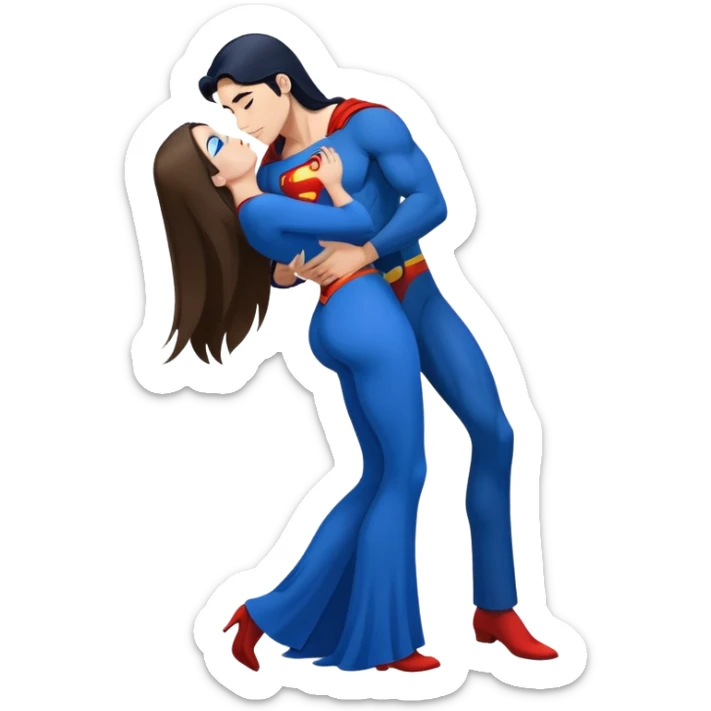 1girl,crazy drunk pose curvy dark blue {very long straight hair} blueeyes,fullbody,kissing  qsuperman sticker