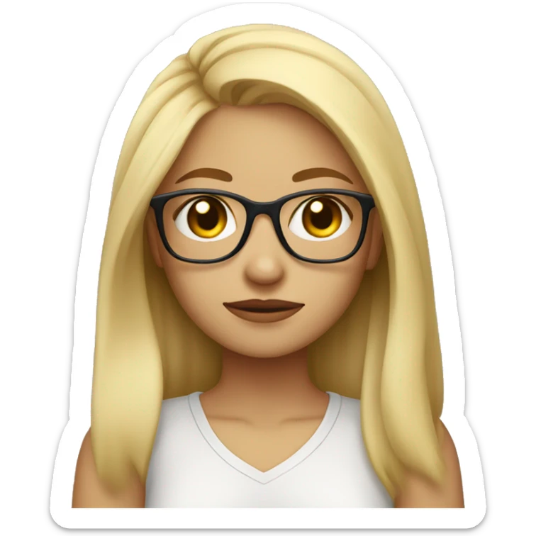 blonde girl with glasses furrowing her eyebrows and crossing her arms  sticker
