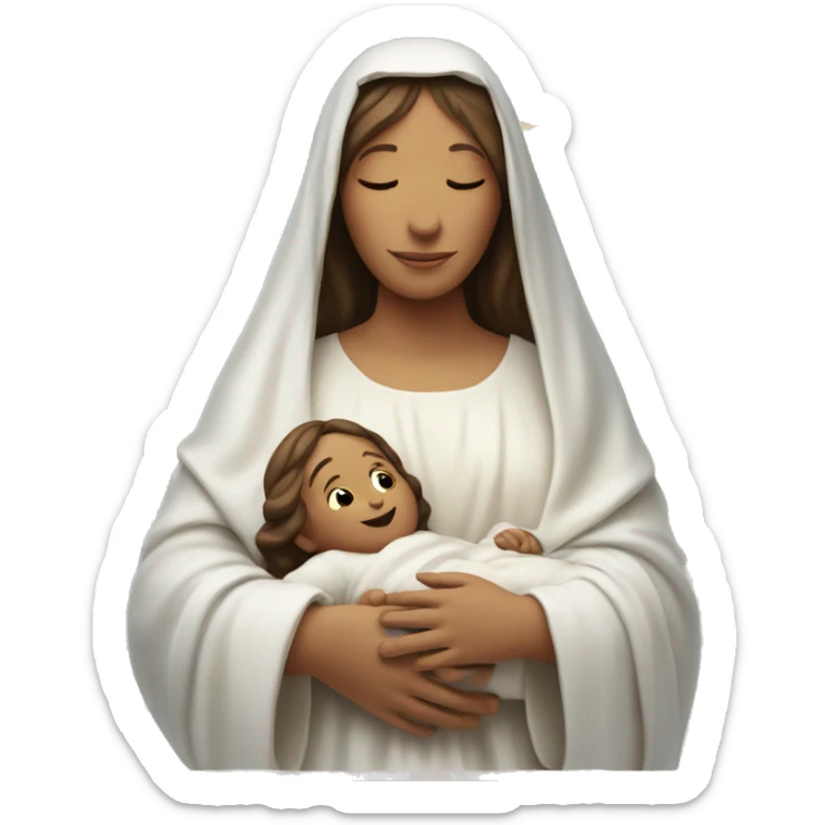 Maria mother of Jesus with Jesus in hands white skin sticker