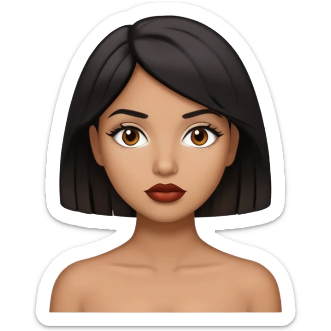 brown girl with 2b/2c black hair, brown hair and two toned lips  sticker