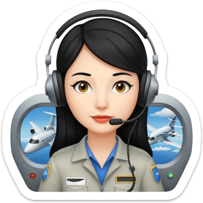 Femme cheveux noir travaille dans le domaine de l'aéronautique sticker