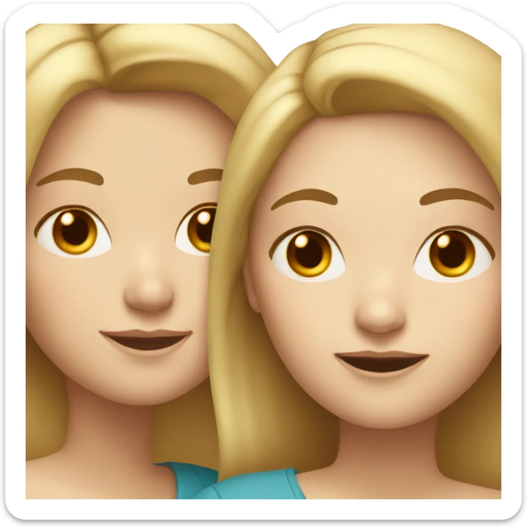 Blonde mother with white skin with her brown-haired adult daughter sticker