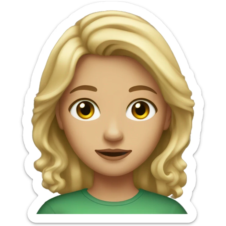 a girl with middle length dirty blonde hair, gold-orange-green eyes sticker