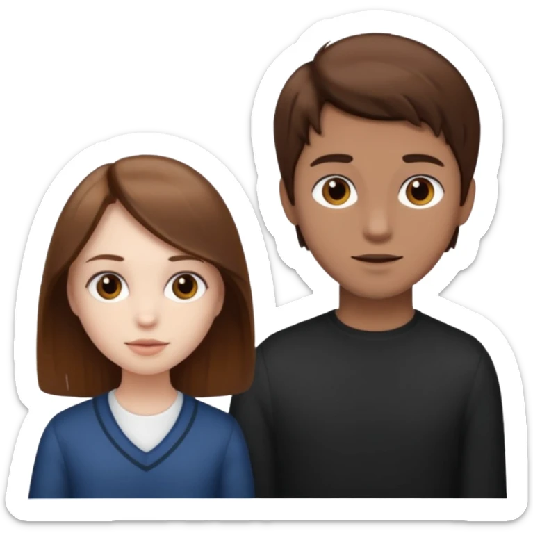 brown hair pale girl with brown boy brown hair boy sticker