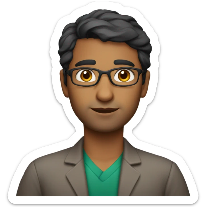 a brown indian science teacher 32 years old with real short hair and thick eyebrows sticker