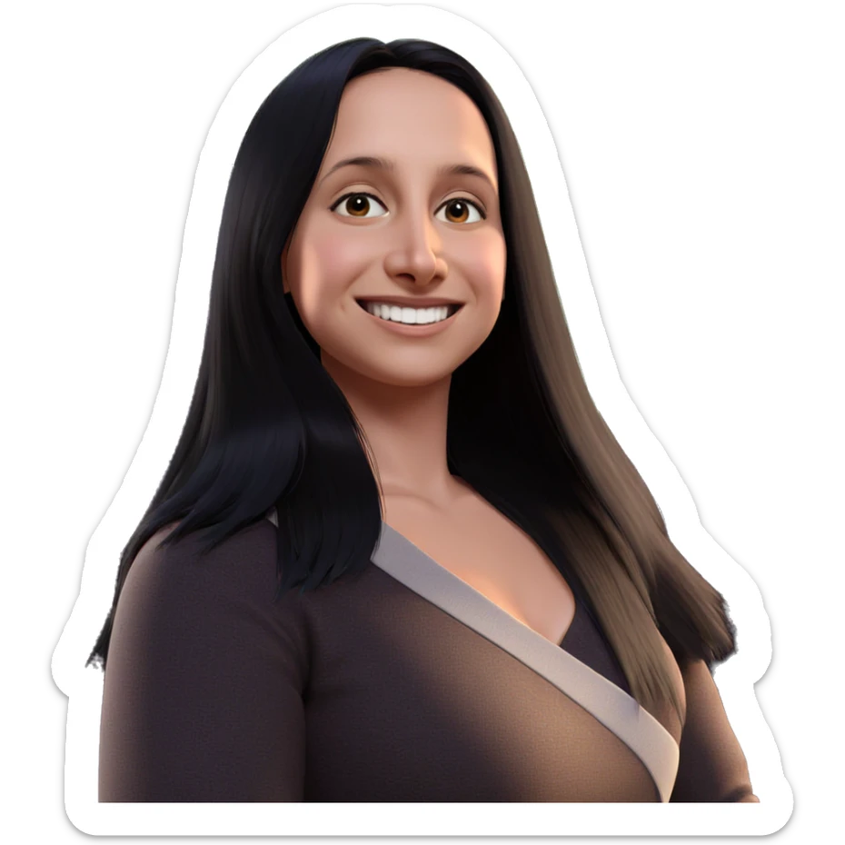 smiling girl with black hair sticker