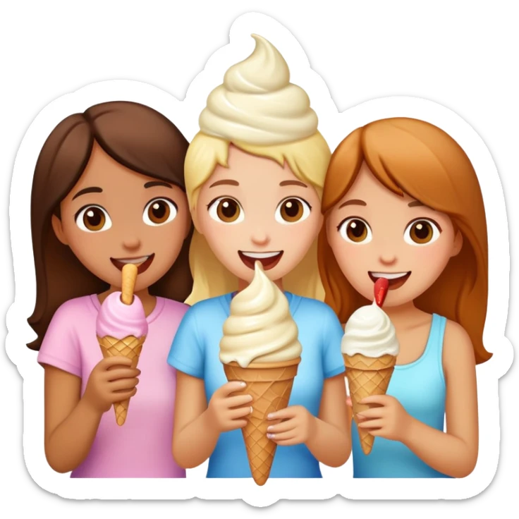 three girls eating ice cream sticker