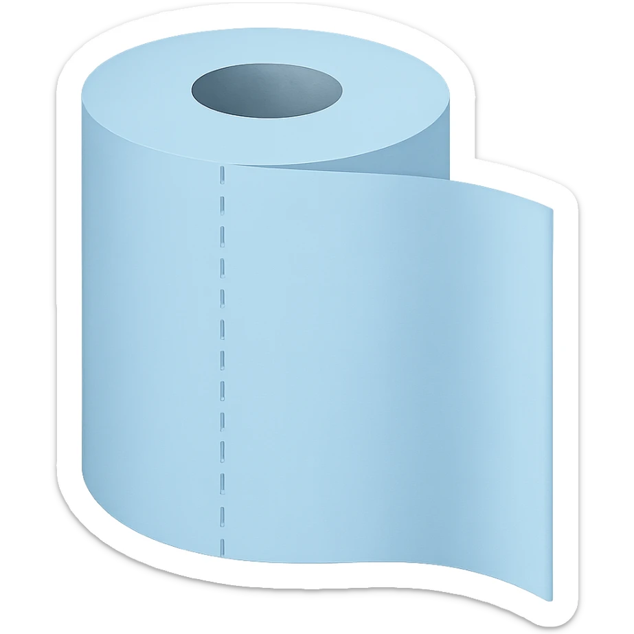 Change the roll of paper to baby-blue color, keep the style and shading consistent, no background. sticker