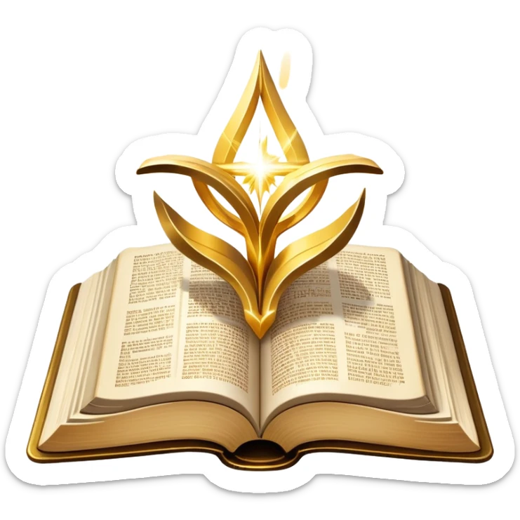 The Holy Bible Book Flipped Open With Glorious Divine Gold Shine beaming out of it  sticker