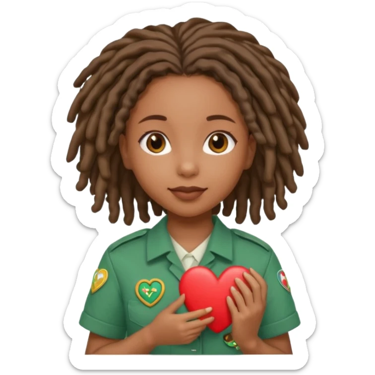 Girl Scouts African American girl with locs heart  sticker
