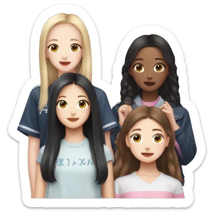 A teenager looking at 4 South Korean girls (blackpink) sticker