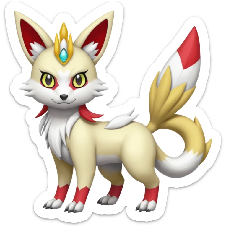 WereGarurumon-Lumine-Meloetta-Renamon-Zangoose-fusion-hybrid-creature (full body) sticker