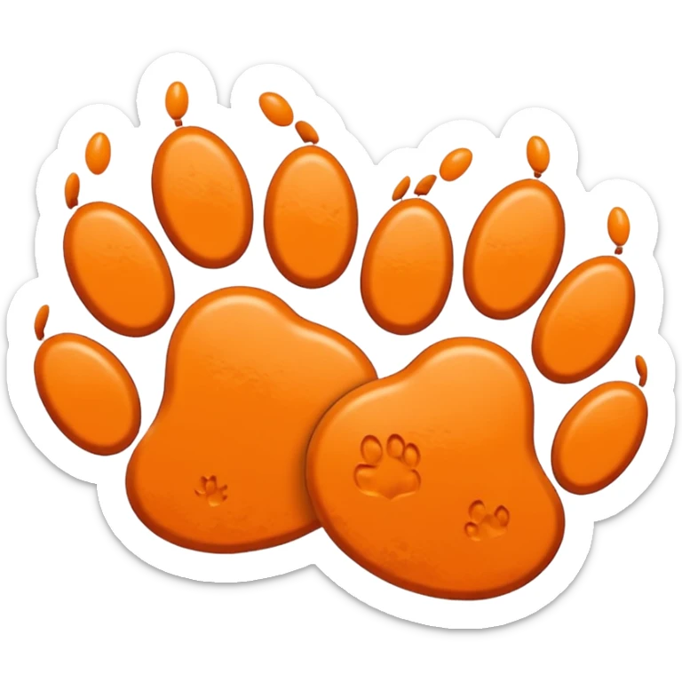 2 paw prints together in an orange color sticker