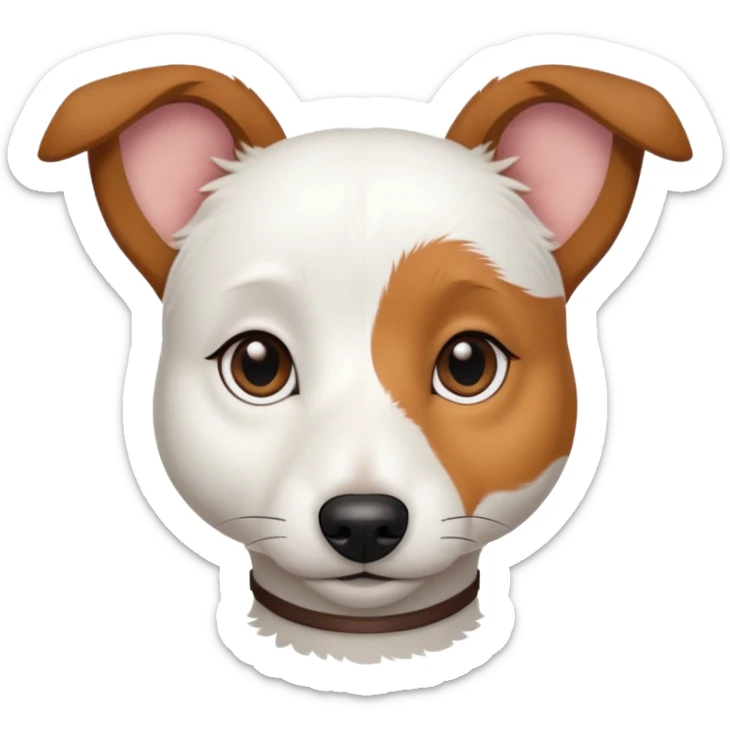 a fully white jack russell the size of a kelpie with light brown ears and a light brown patch on one eye sticker