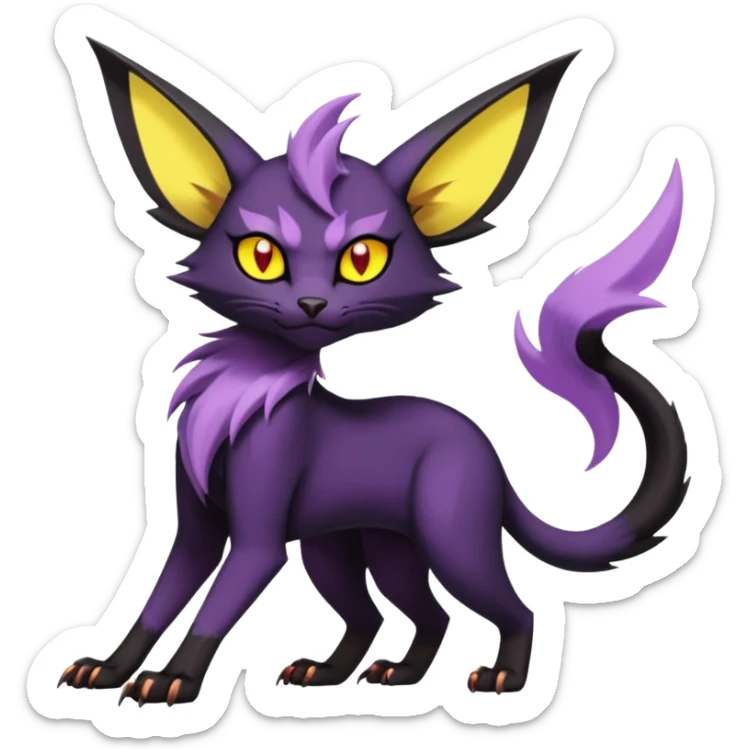 dark edgy dull pointy edgy Noivern-Noibat-Purloin-Torracat-Lykoi-Caracal-cat-Fakemon-fusion-hybrid-creature sticker