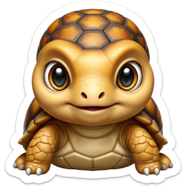 cinematic-baby tortoise-realistic--emoji,,-cute-wise-face-peering-ahead-with-calm-determination,-cute large-eyes-reflecting-centuries of wisdom, sticker