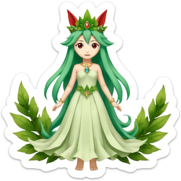 Vulpine-Amaura-Leafeon-Fakémon-Digimon-fusion (full body) sticker