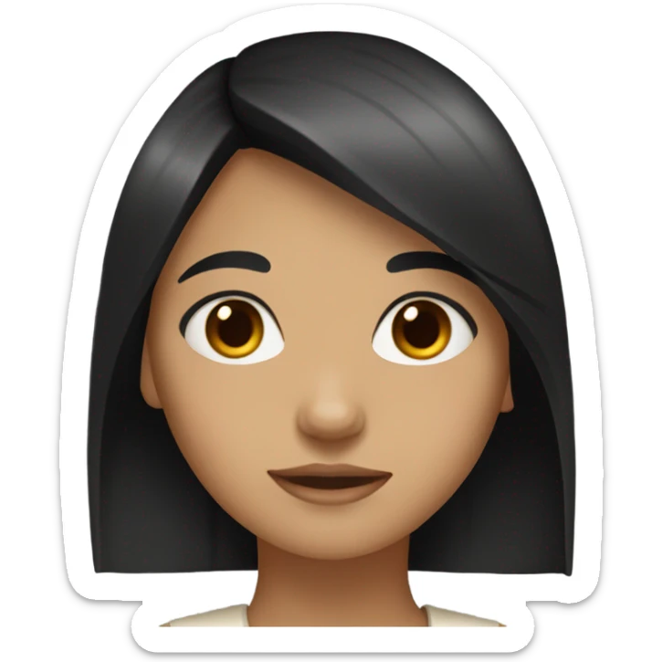 girl with black hair and fringe and brown eyes sticker