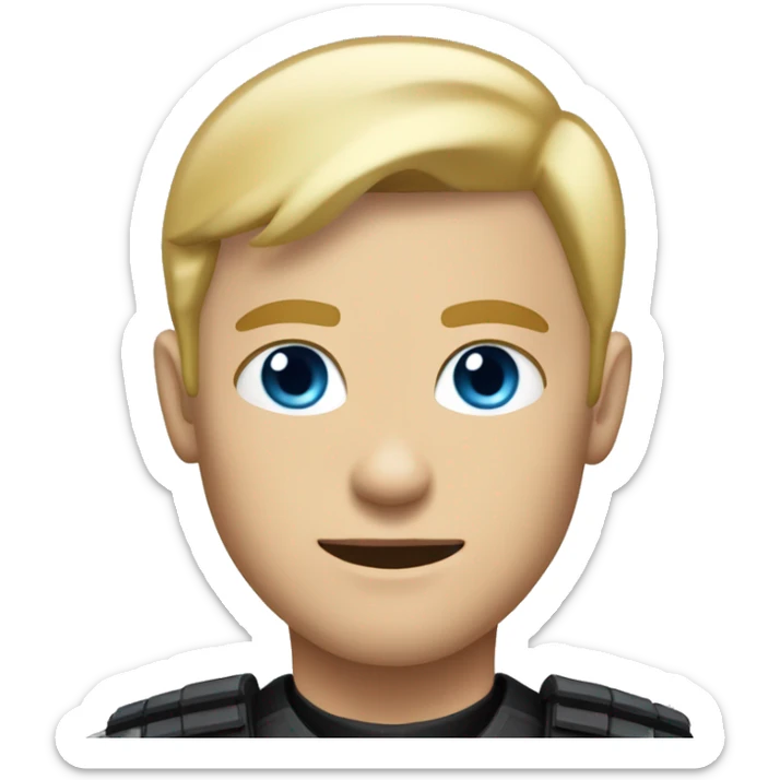 male blonde hair and blues eyed special force soldier with a black uniform sticker
