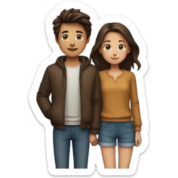 Une fille brune et un garçon brun qui font un coeur avec leur main sticker