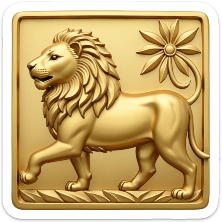 An emoji of a majestic lion from ancient Assyrian art, shown in a hunting scene. sticker