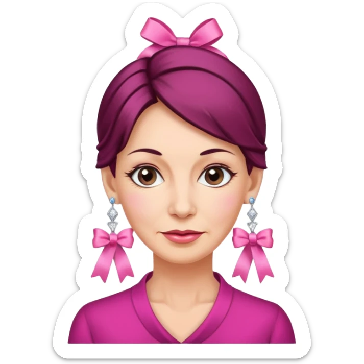 Mature Women with earrings of pink ribbons sticker