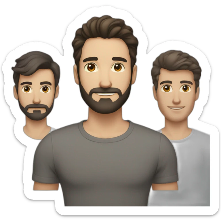 Couple gay one man with black beard, white skin and brown eyes, another man with brown hair without beardand gray eyes sticker