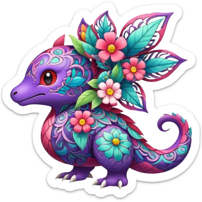 Colorful Floral Fakémon-Pokémon-creature sticker