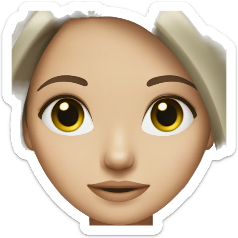 Brunette white girl with green eyes and medium length straight-ish hair sticker