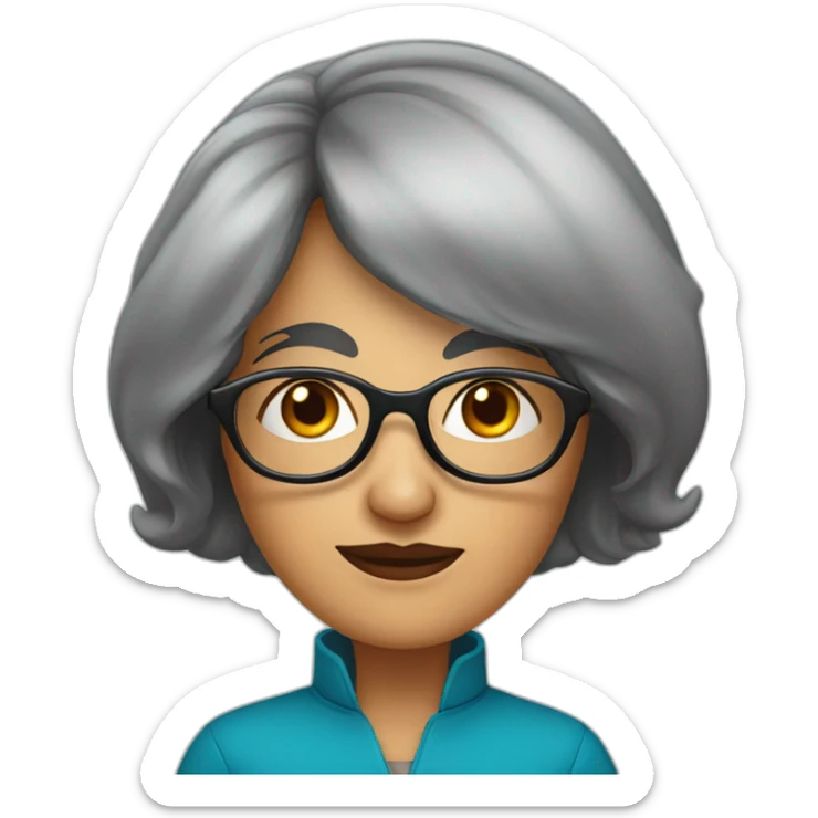 50 year old european women with black hair rond glasses sticker