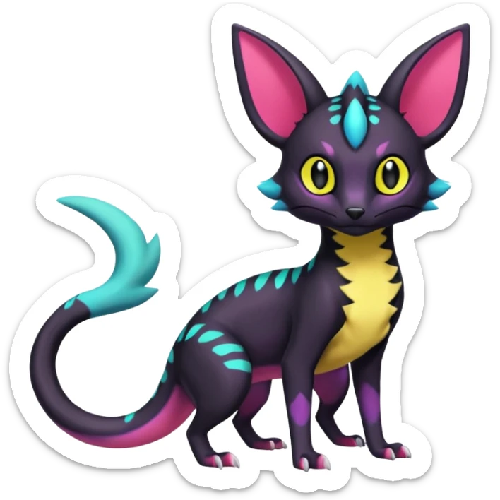 Neon pastel Salandit-Umbreon-Genet-Noivern-Noibat-Serval-Hybrid (Full body) sticker