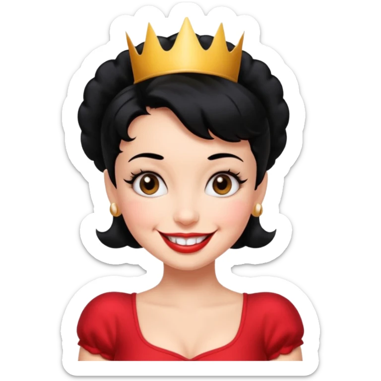 Do not change the face I already created, I want her with Betty boop face and black hair saying happy birthday  sticker