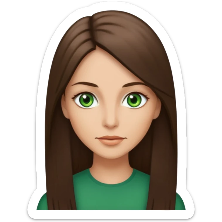 pretty woman in her 40s with green eyes and long straight ash-brown hair  sticker