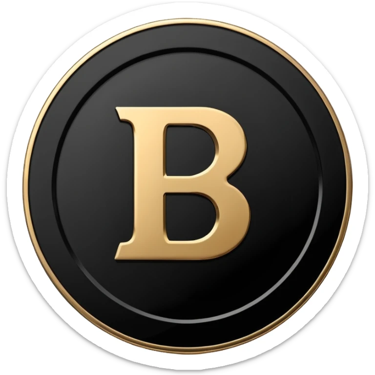 Emoji icon of a metal coin with engraved letter 8, minimalist style, isolated, only black color sticker