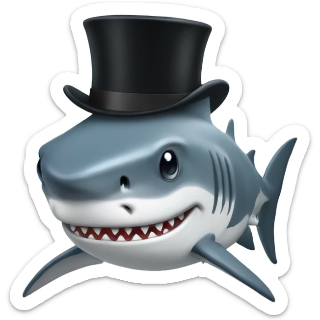 Shark with a top hat sticker