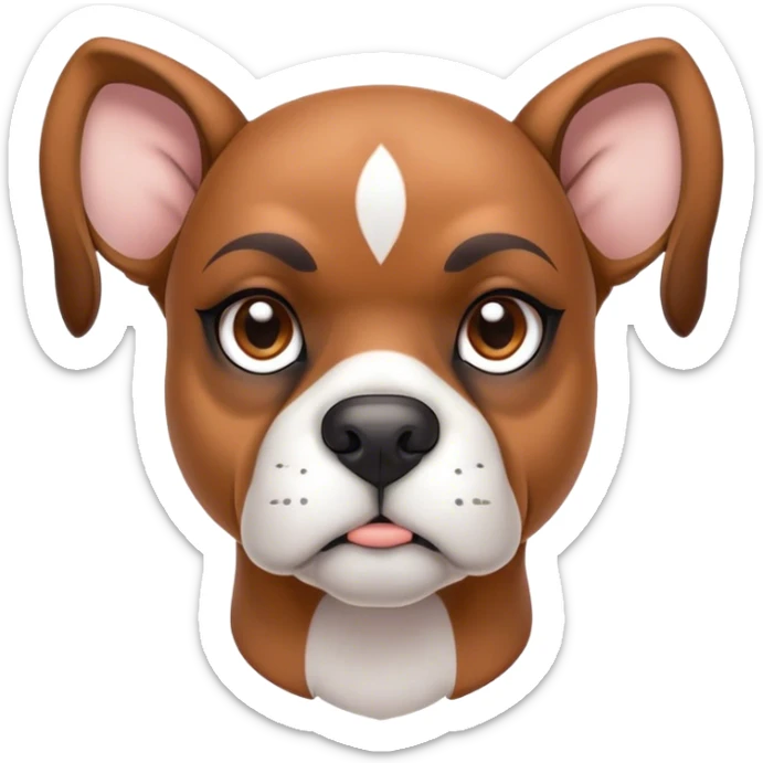 Cinematic Noble Fawn Boxer Portrait Emoji, Poised and regal, with a strong, muscular build and a sleek, well-groomed fawn coat accented by a white muzzle and chest, deep-set soulful brown eyes, Simplified yet sharp and sophisticated features, highly detailed, glowing with a soft, dignified glow, high shine, intelligent and loyal, stylized with an air of strength, focused and attentive, soft glowing outline, capturing the essence of a watchful and confident guardian, so majestic it feels as though it could step out of the screen with effortless authority! sticker