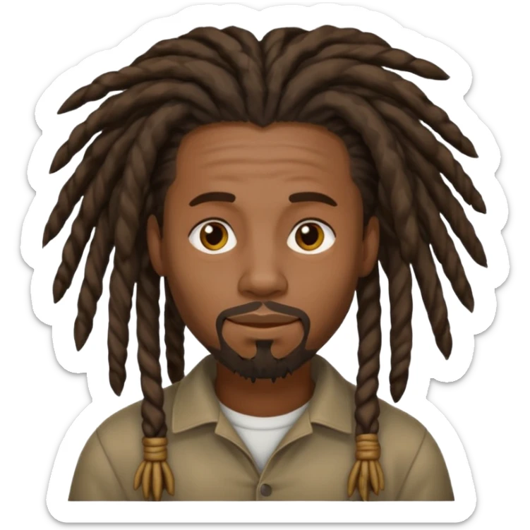 Hazme un emoji de un hombre negro con rastas y una pequeña perilla sin bigote sticker