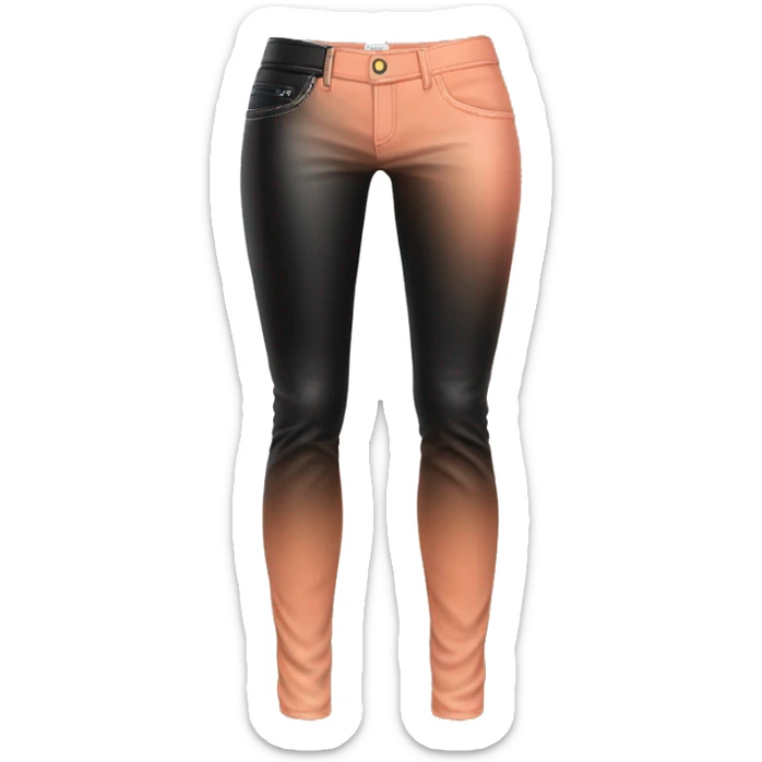 Realistic isolated side view of a pair of peach to black ombre leather pants. sticker