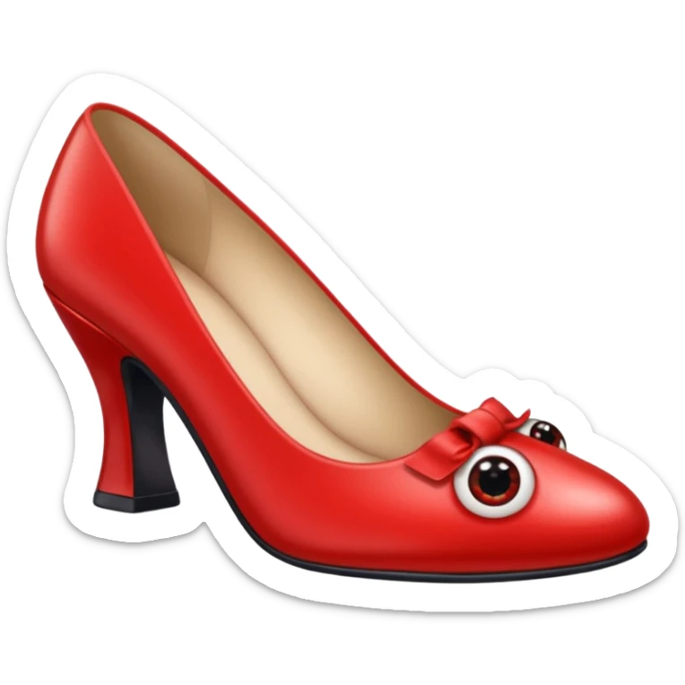 🙂 make like this emoji had big eyes 👀 and eye leads and big red shiny lips 👄 and showing a shoe sticker